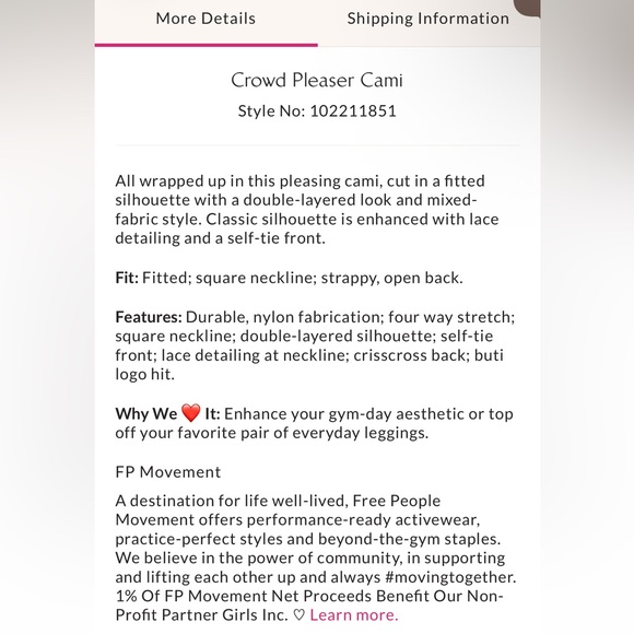 New Free People Fp movement Crowd Pleaser Cami In Black Sz M MSRP:$68 - Picture 9 of 10